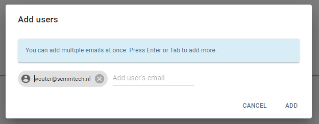 Add users dialog