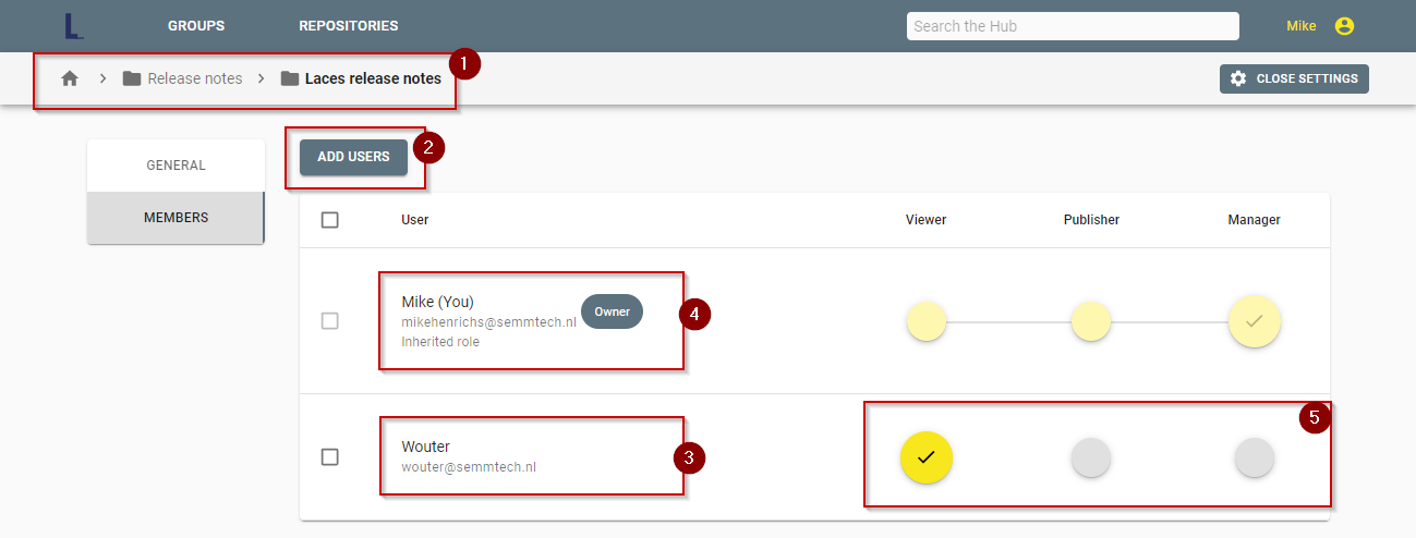 Members page