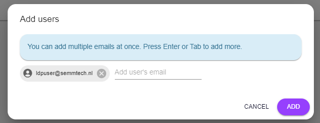 Add users dialog